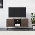 47" Herringbone Wood TV Stand with Storage - Rustic Brown