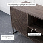47" Herringbone Wood TV Stand with Storage - Rustic Brown
