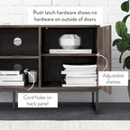 47" Herringbone Wood TV Stand with Storage - Rustic Brown
