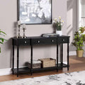 3-Drawer Console Table with Shelf - Rubberwood