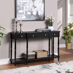 3-Drawer Console Table with Shelf - Rubberwood