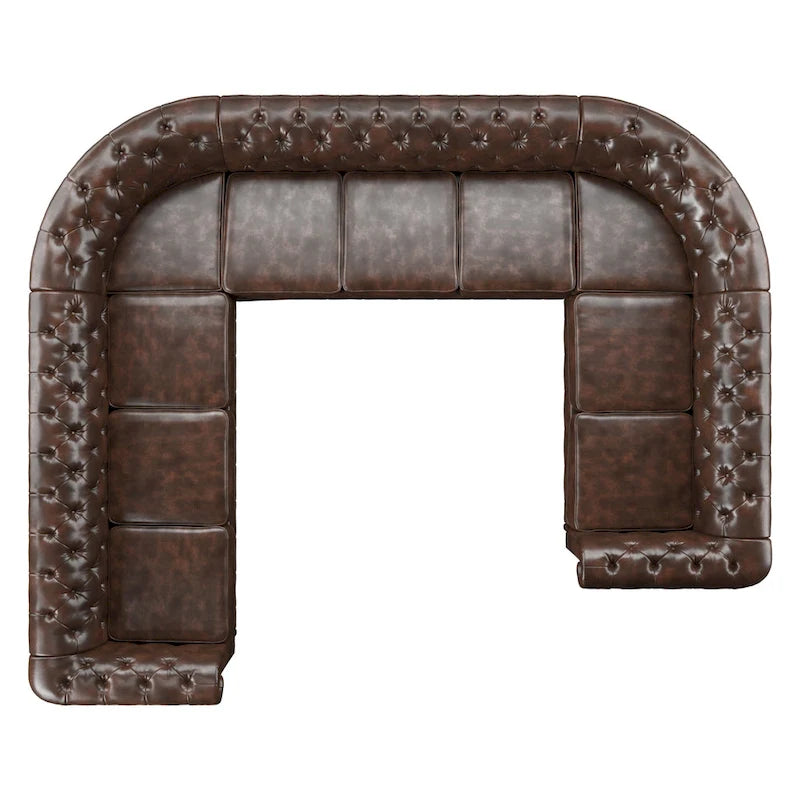 Tufted U-Shaped Sectional Sofa 10-Seater with Scroll Arms