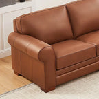 Brown Top Grain Leather Sofa with Track Arms