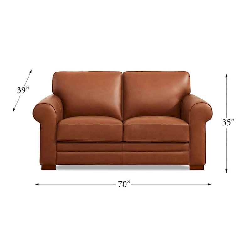 Brown Top Grain Leather Sofa with Track Arms