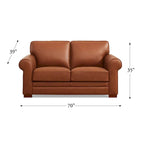 Brown Top Grain Leather Sofa with Track Arms