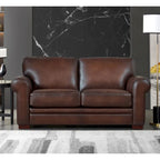 Brown Top Grain Leather Sofa with Track Arms