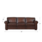 Brown Top Grain Leather Sofa with Track Arms