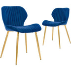 Modern Upholstered Dining Chairs with Metal Legs, Set of 2, Brown