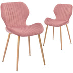 Modern Upholstered Dining Chairs with Metal Legs, Set of 2, Brown