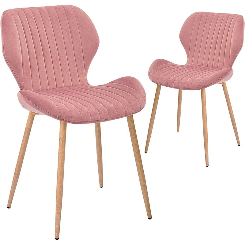 Modern Upholstered Dining Chairs with Metal Legs, Set of 2, Brown
