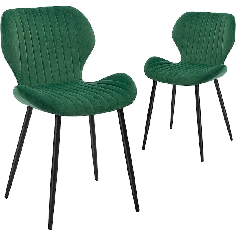 Modern Upholstered Dining Chairs with Metal Legs, Set of 2, Brown