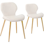 Modern Upholstered Dining Chairs with Metal Legs, Set of 2, Brown