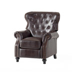 Brown Tufted Pushback Recliner with Nailhead Trim