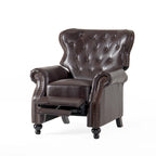 Brown Tufted Pushback Recliner with Nailhead Trim