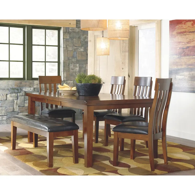 Brown Leatherette Dining Bench - 49.75  W x 16.25  D x 18.5  H