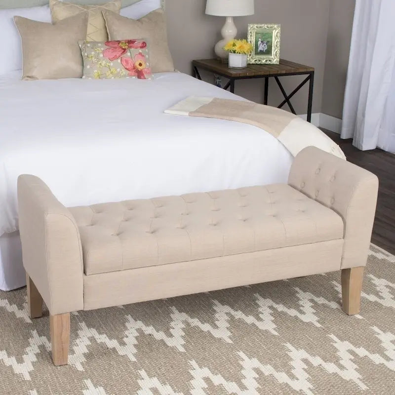 Tufted Storage Bench Settee - Sand Dune - 2-3 Seater