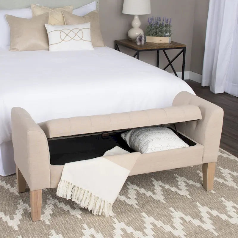 Tufted Storage Bench Settee - Sand Dune - 2-3 Seater