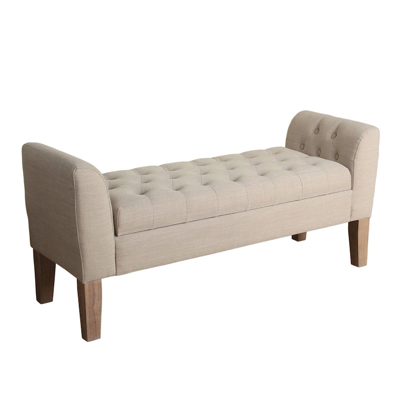 Tufted Storage Bench Settee - Sand Dune - 2-3 Seater