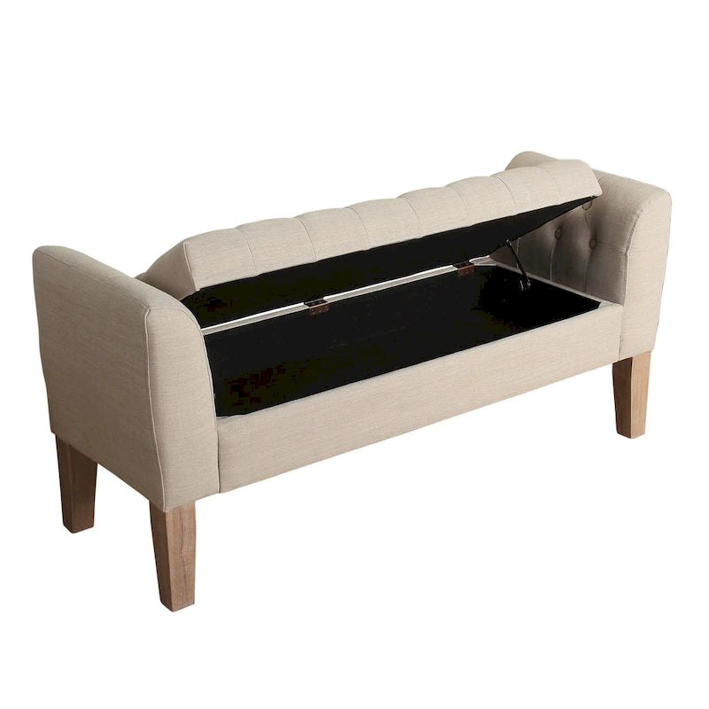 Tufted Storage Bench Settee - Sand Dune - 2-3 Seater