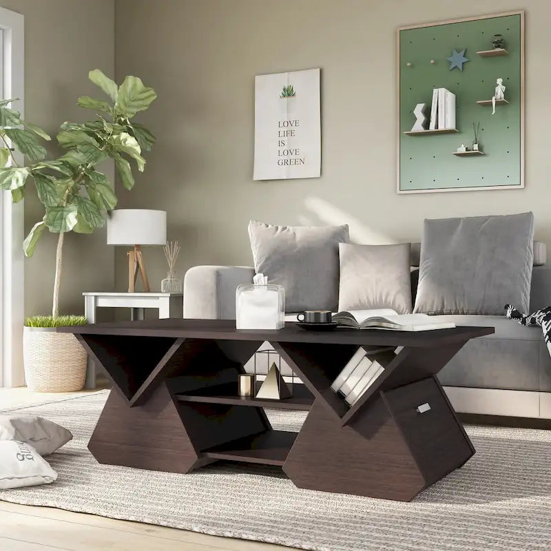 Fore Modern Espresso 47-inch 4-Shelf Coffee Table by Furniture of America