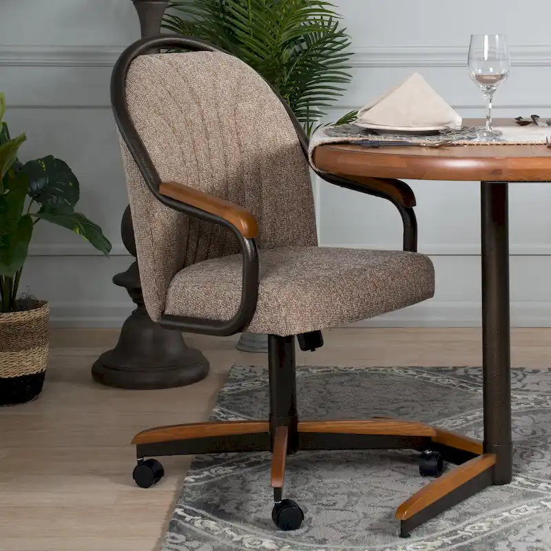 Casual Dining Barell Swivel and Tilt Rolling Dining Chair - 38 Hx221/2 Wx22 D - 38 Hx24 Wx22 D