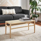 Natural Wood Bench with Woven Rope Seat - 2 Person