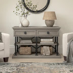 Industrial Console Table with 2 Drawers and Shelves
