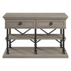 Industrial Console Table with 2 Drawers and Shelves