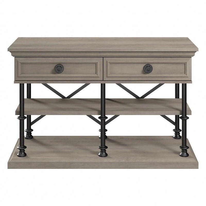 Industrial Console Table with 2 Drawers and Shelves