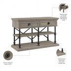 Industrial Console Table with 2 Drawers and Shelves