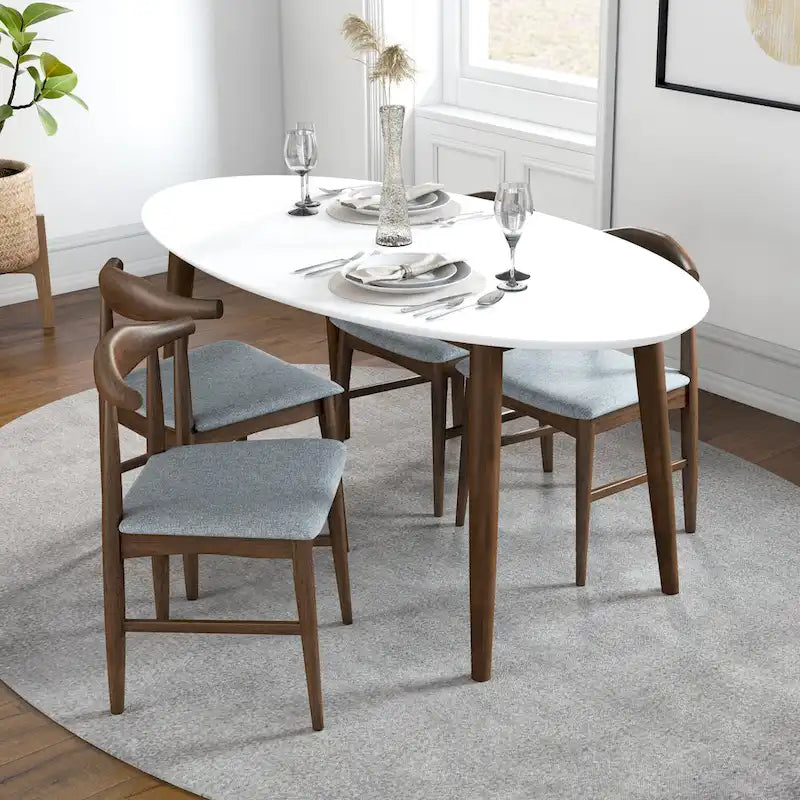 White Oval Dining Table 67" - Seats 4