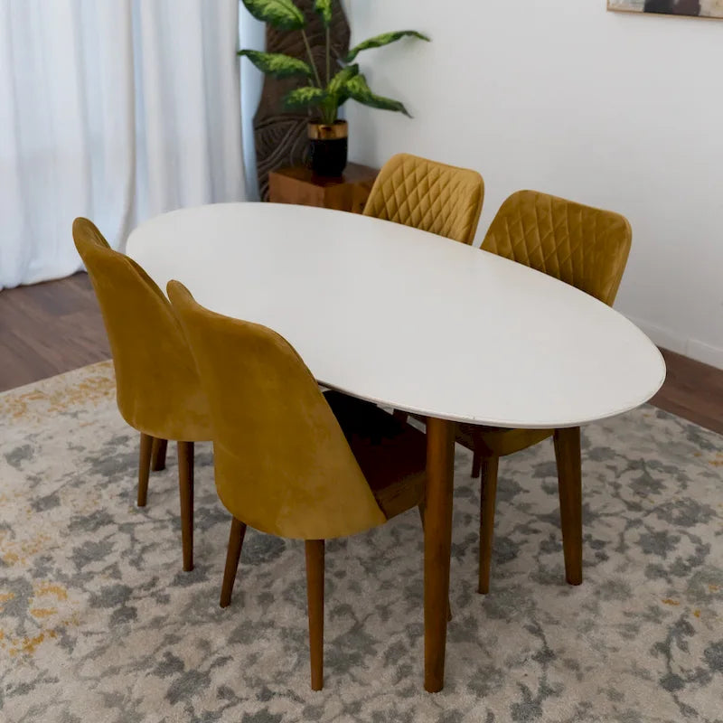 White Oval Dining Table 67" - Seats 4