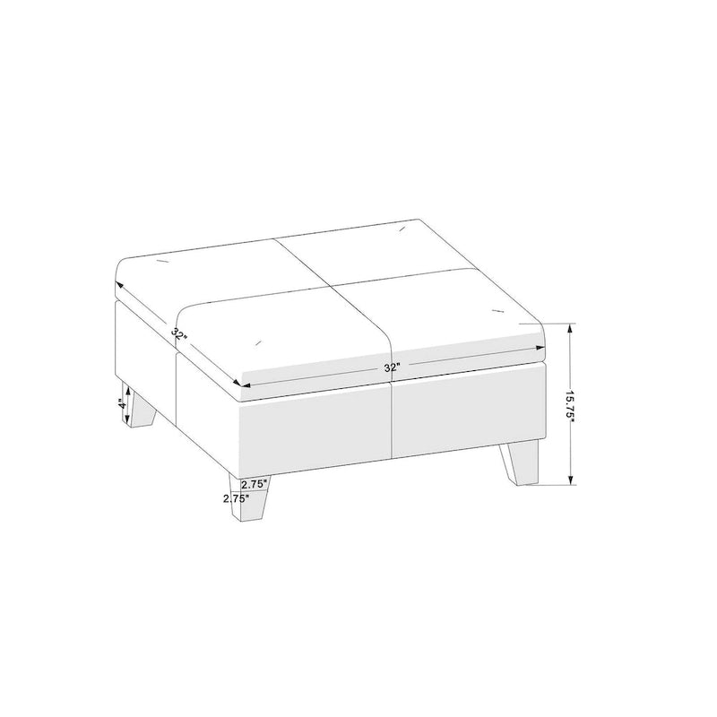 32  Square Storage Ottoman