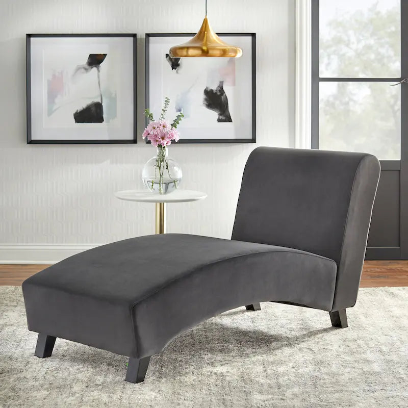 Curved Chaise Lounge - Light Grey/Dark Grey/Dusty Rose - Single Seat