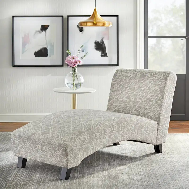 Curved Chaise Lounge - Light Grey/Dark Grey/Dusty Rose - Single Seat