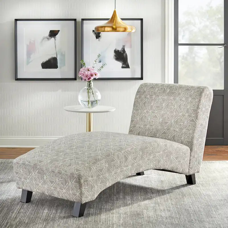 Curved Chaise Lounge - Light Grey/Dark Grey/Dusty Rose - Single Seat