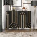 Modern 4-Shelf Sideboard Buffet with Storage Cabinet - Black/White