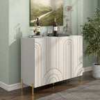 Modern 4-Shelf Sideboard Buffet with Storage Cabinet - Black/White