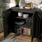 Modern 4-Shelf Sideboard Buffet with Storage Cabinet - Black/White