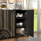 Modern 4-Shelf Sideboard Buffet with Storage Cabinet - Black/White