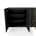 Modern 4-Shelf Sideboard Buffet with Storage Cabinet - Black/White