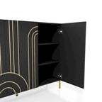 Modern 4-Shelf Sideboard Buffet with Storage Cabinet - Black/White