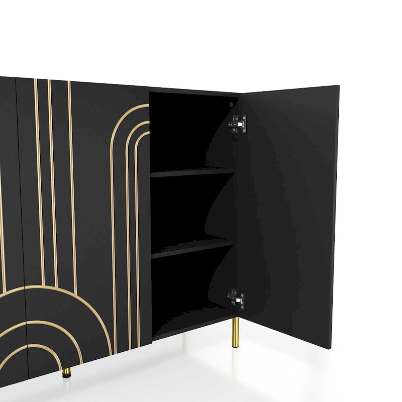 Modern 4-Shelf Sideboard Buffet with Storage Cabinet - Black/White