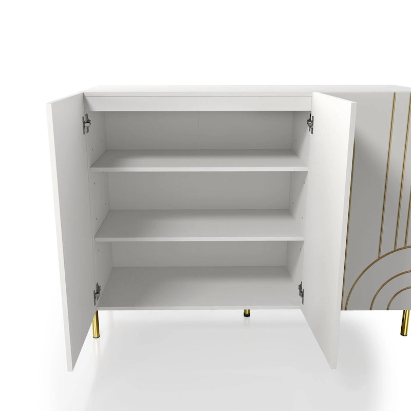 Modern 4-Shelf Sideboard Buffet with Storage Cabinet - Black/White