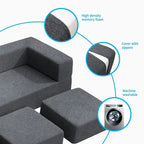 Queen Convertible Velvet Futon Sofa Bed with 3 Ottomans,Memory Foam,Foldable Mattress Floor Couch Sofa