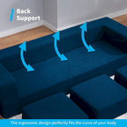 Queen Convertible Velvet Futon Sofa Bed with 3 Ottomans,Memory Foam,Foldable Mattress Floor Couch Sofa