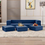 Queen Convertible Velvet Futon Sofa Bed with 3 Ottomans,Memory Foam,Foldable Mattress Floor Couch Sofa