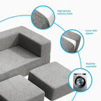 Queen Convertible Velvet Futon Sofa Bed with 3 Ottomans,Memory Foam,Foldable Mattress Floor Couch Sofa