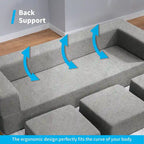 Queen Convertible Velvet Futon Sofa Bed with 3 Ottomans,Memory Foam,Foldable Mattress Floor Couch Sofa