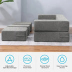 Queen Convertible Velvet Futon Sofa Bed with 3 Ottomans,Memory Foam,Foldable Mattress Floor Couch Sofa
